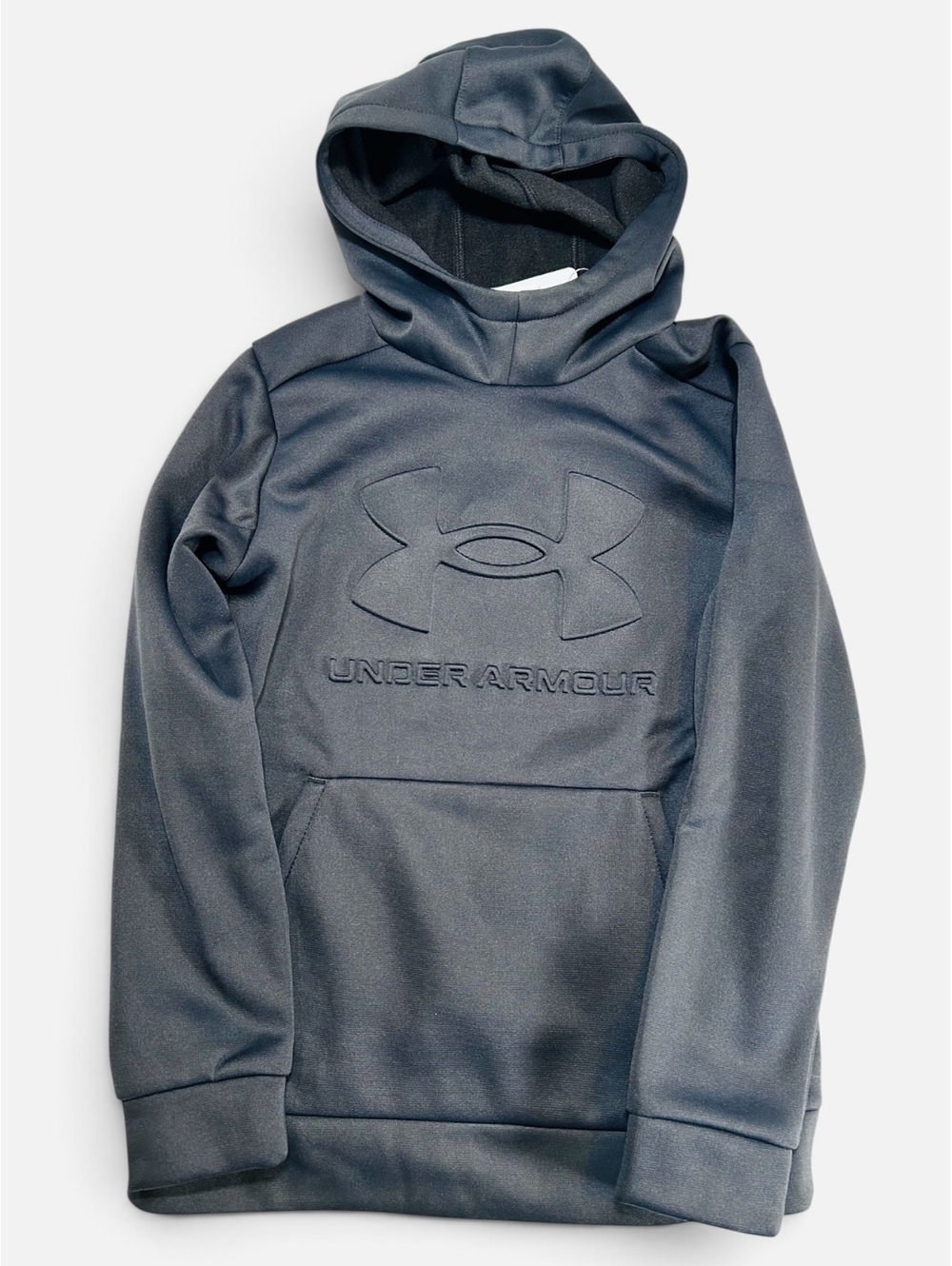 NWT Under Armour Boys Youth Medium Black Armour Fleece Embossed HD Hoodie
